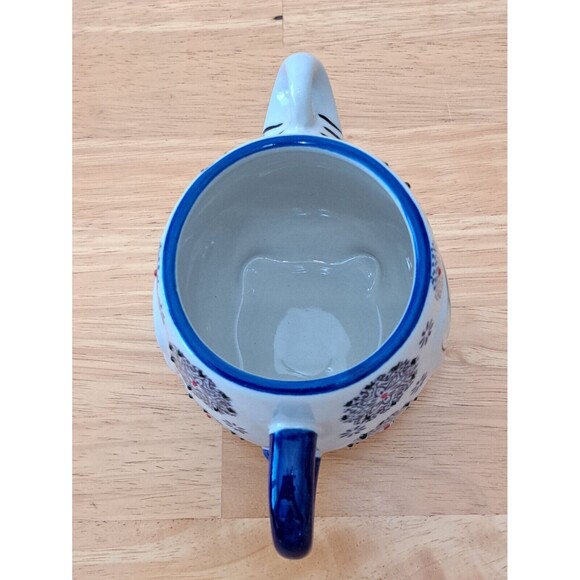 Earthbound Trading Company Elephant Figural Mug Cup Blue White Red Trunk Up - Picture 4 of 7